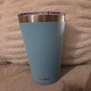 ZAK! 20oz light blue insulated thermos with slide back to open
